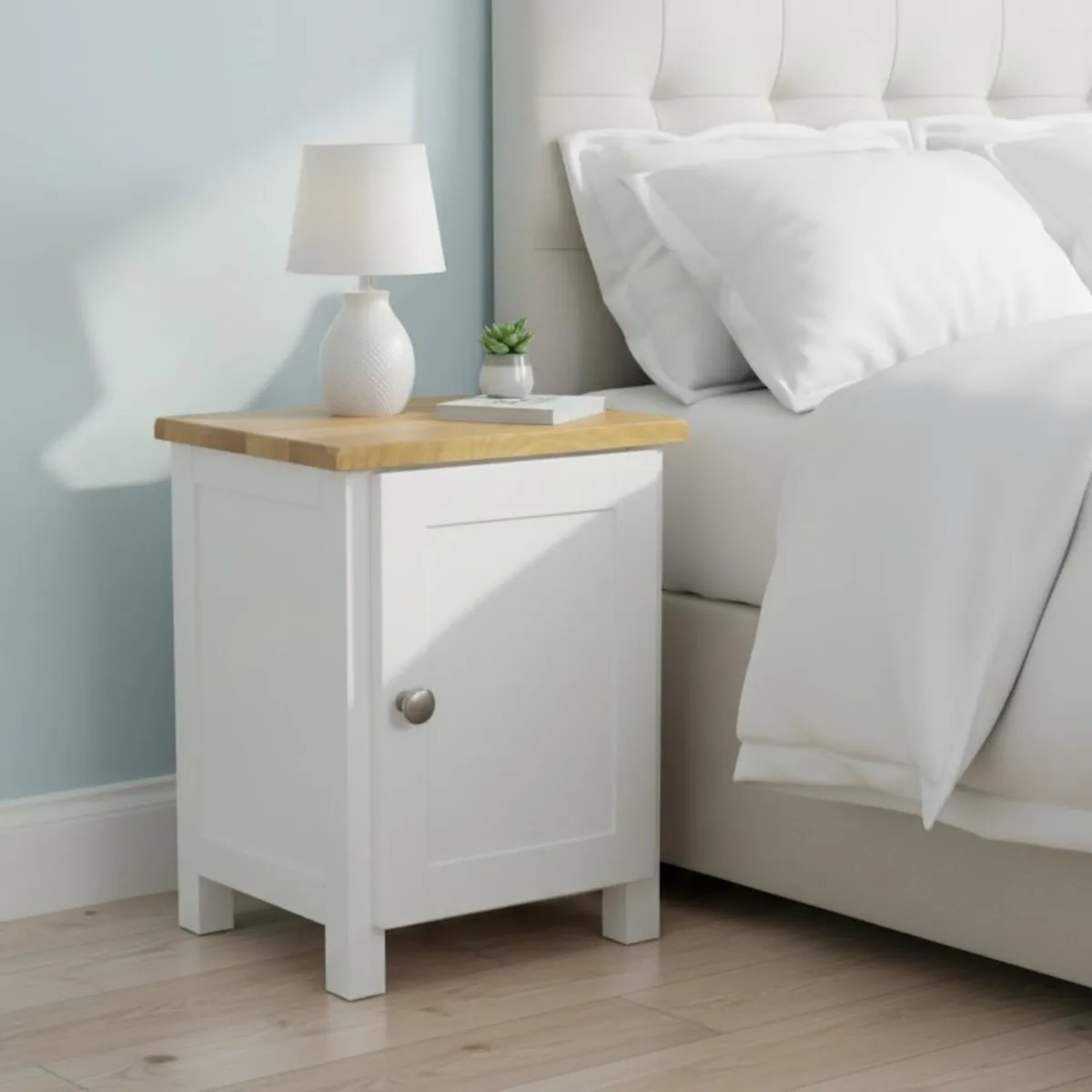urniture Bedside Table with 1 Door Small Cabinet - Image 1