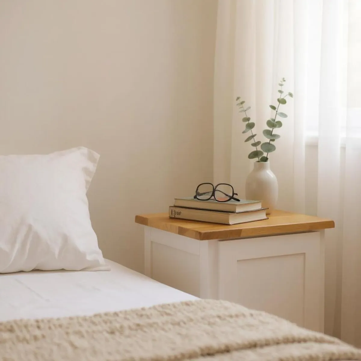 urniture Bedside Table with 1 Door Small Cabinet - Image 4