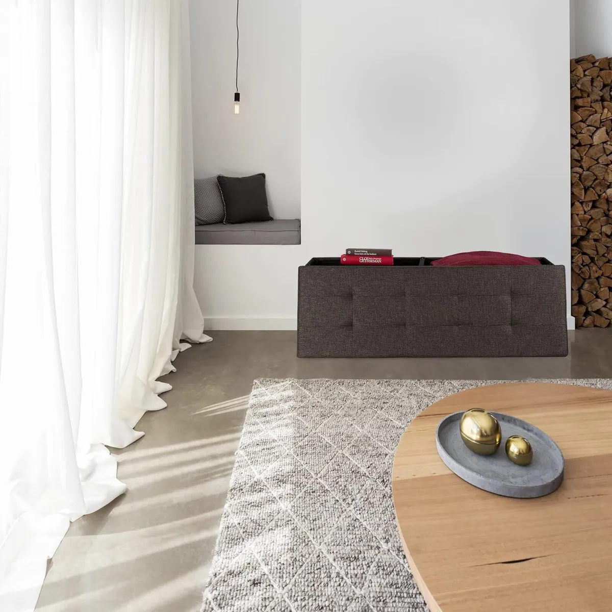 Folding Storage Bench Padded Hinged Lid Hallway - Image 2