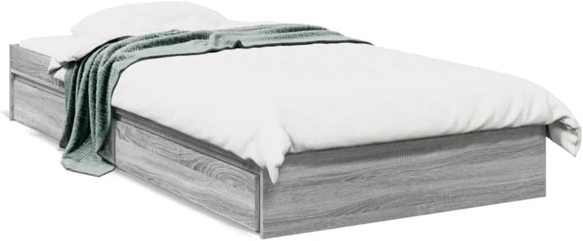 Bed Frame Engineered Wood Material Wooden Storage - Image 3