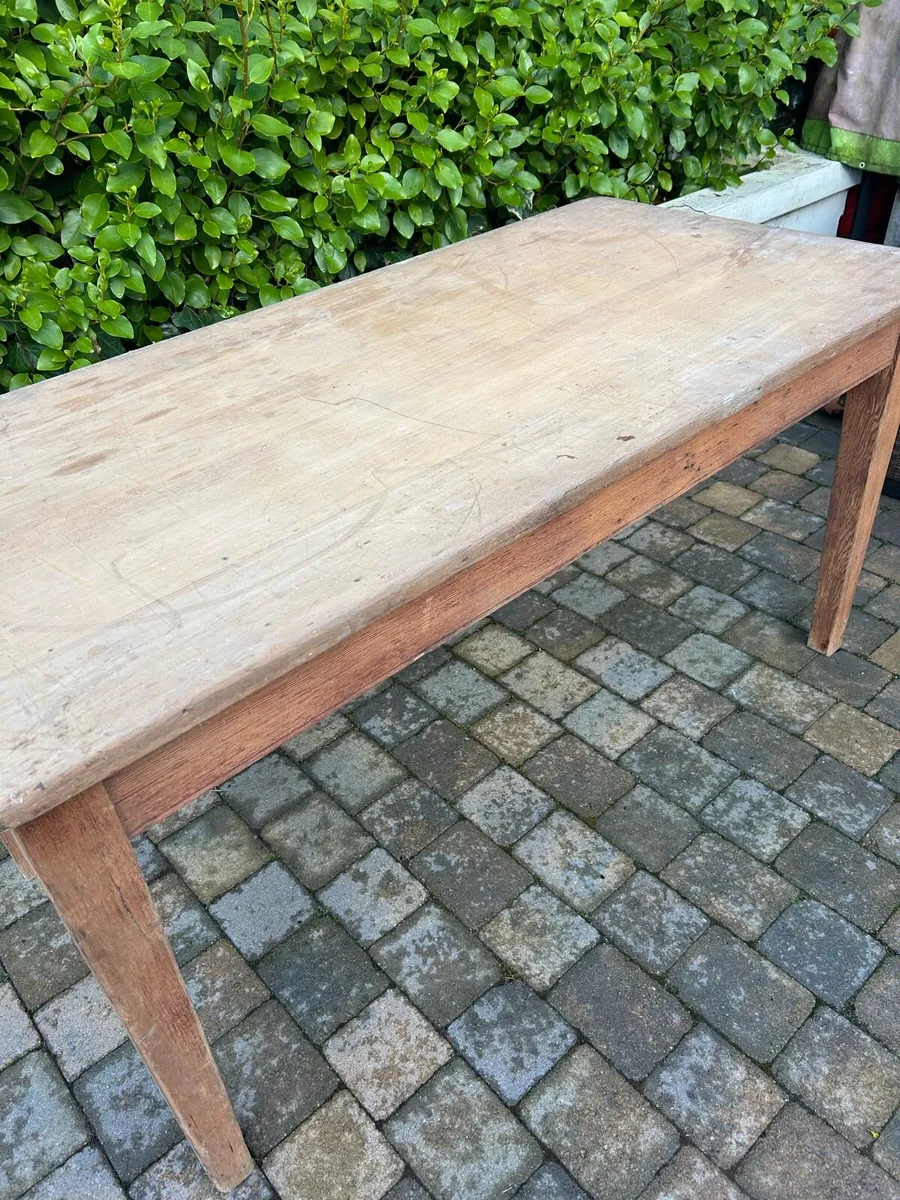 Antique pine kitchen table - Image 2