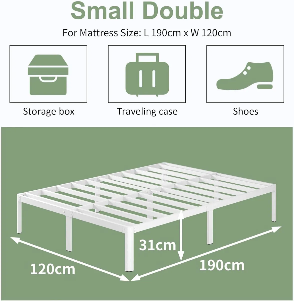 Small Double Bed Frame 30.5 cm High with Rounded - Image 2