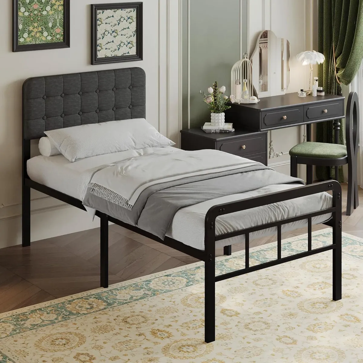 46 cm High Small Single Bed Frame with Upholstered - Image 1