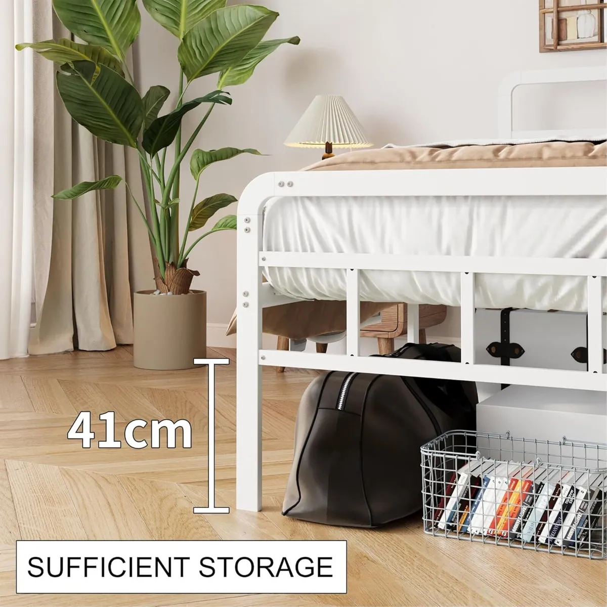 3ft Single Bed Frame with Curved Headboard and - Image 4