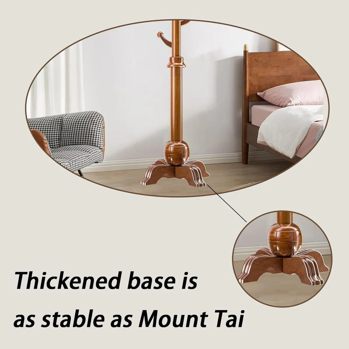 Coat Rack Stand with 4-Legged Base Wooden Tree - Image 4