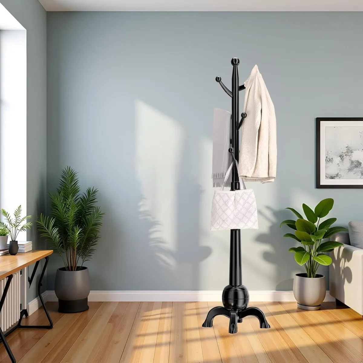 Modern Adjustable Freestanding Coat Rack – 8-Hook - Image 1