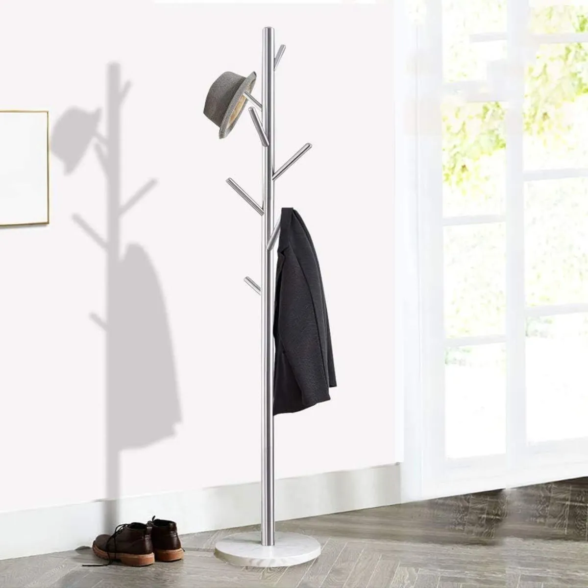 Coat Rack Stand Super Sturdy Metal Tree with - Image 1
