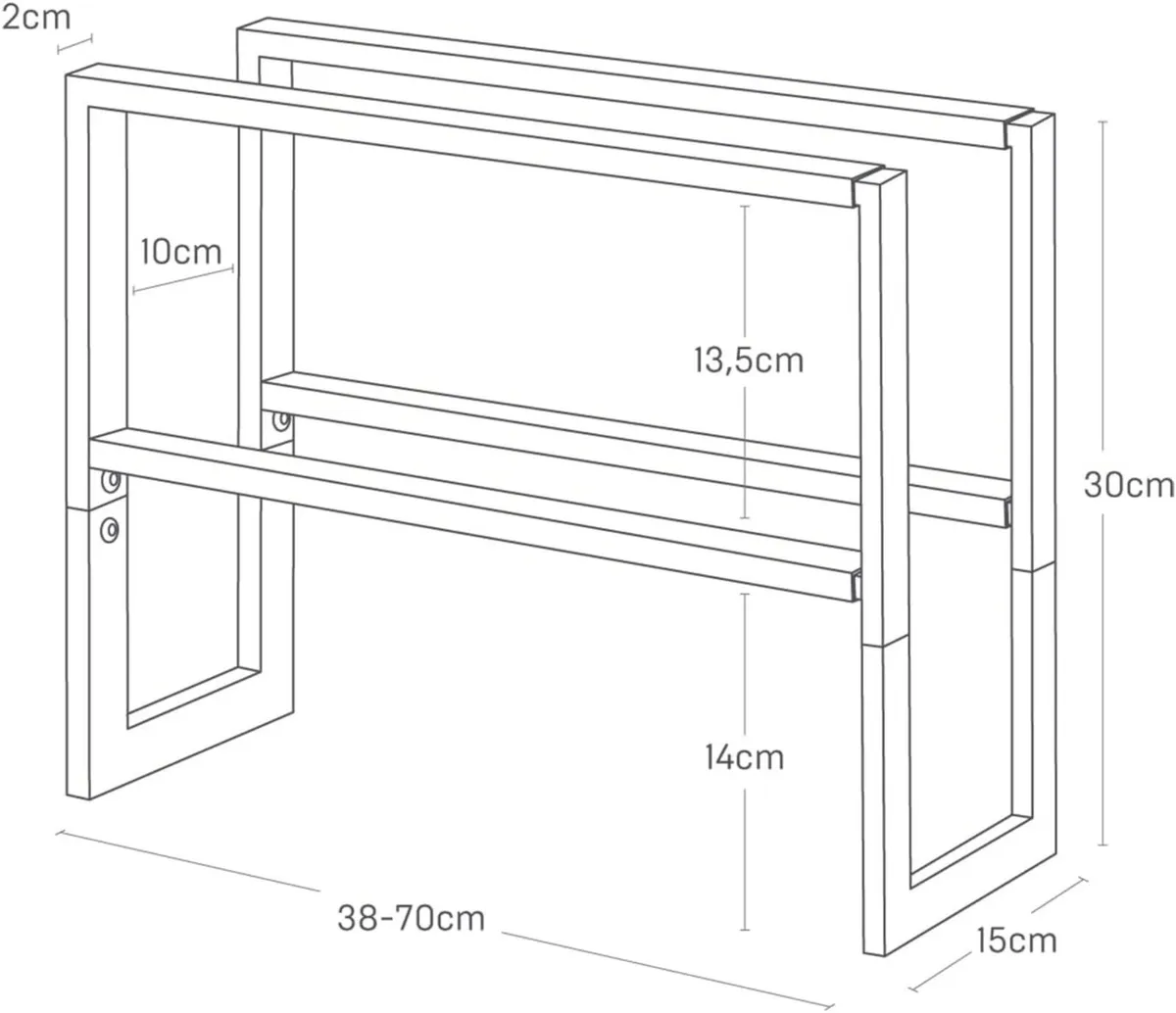 LINE 2-Tiered Extendable Shoe Rack black Steel - Image 3