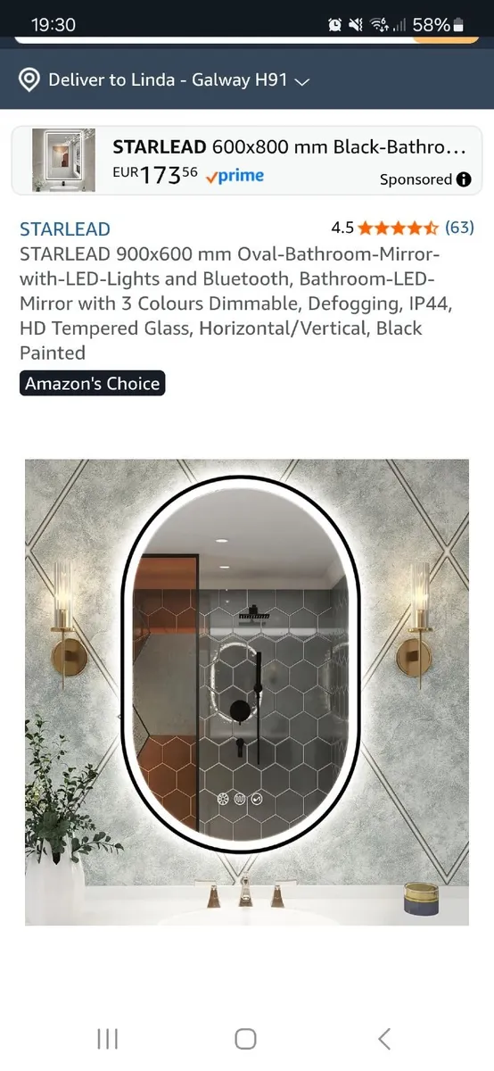 Oval bathroom mirror