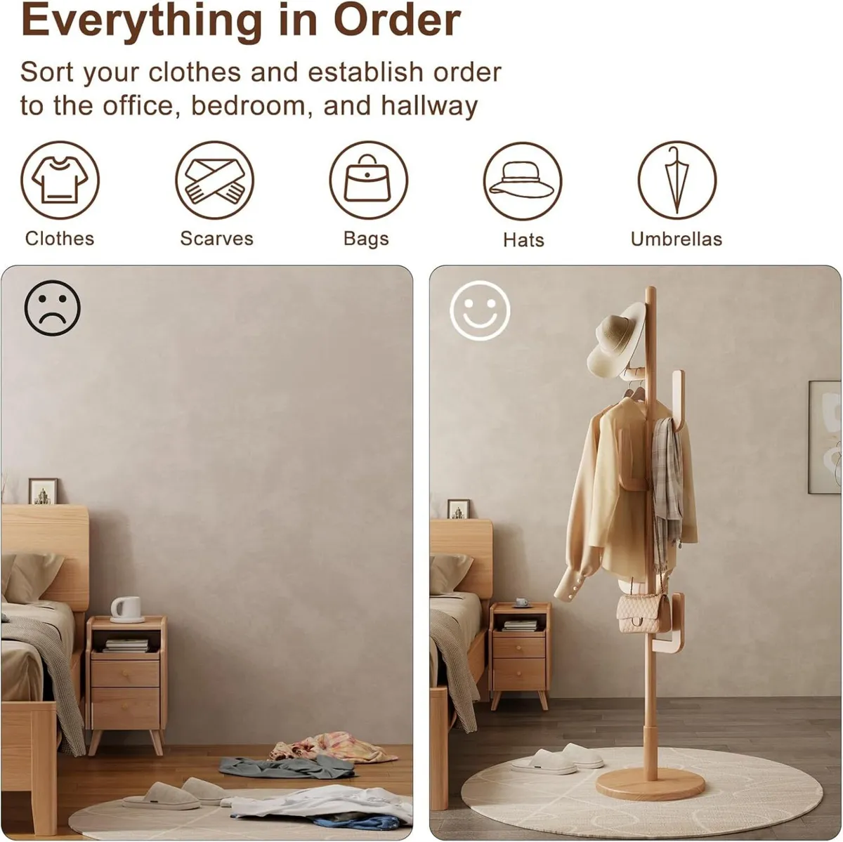 Coat Stand Woodem Rack - Cactus Design with 6 - Image 4