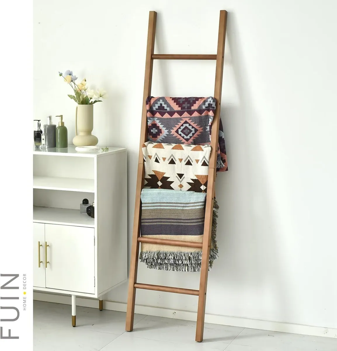 6ft Wooden Natural Blanket Ladder Living Room - Image 2