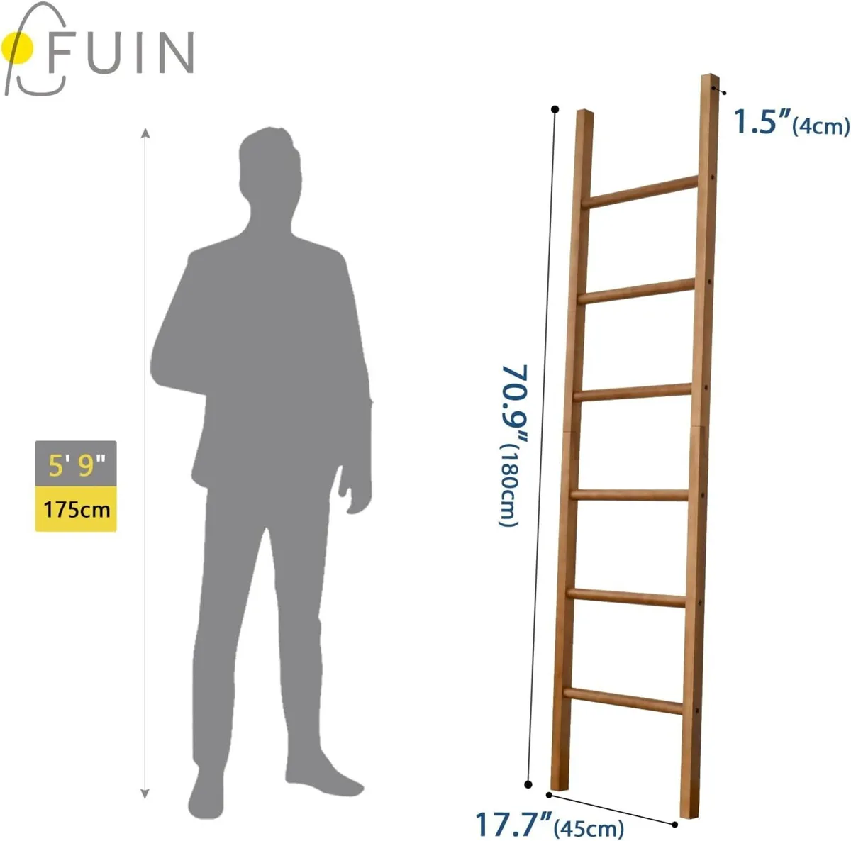 6ft Wooden Natural Blanket Ladder Living Room - Image 3