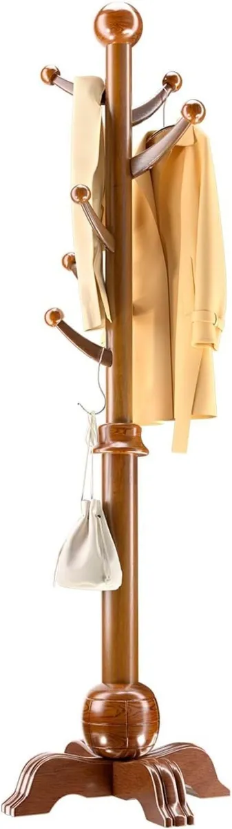 Solid Wood Coat Stand 183cm Freestanding Hall - Image 1