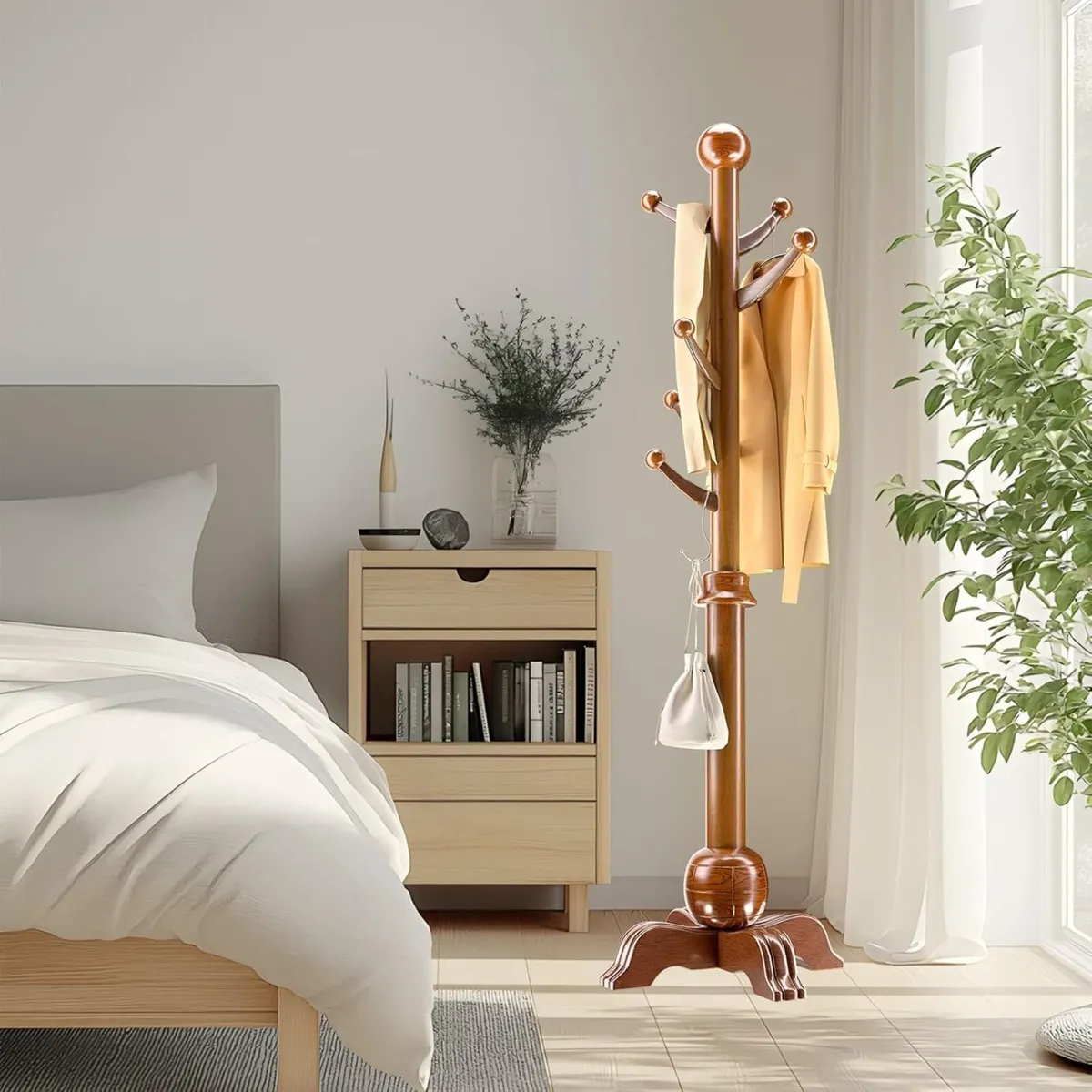 Solid Wood Coat Stand 183cm Freestanding Hall - Image 2