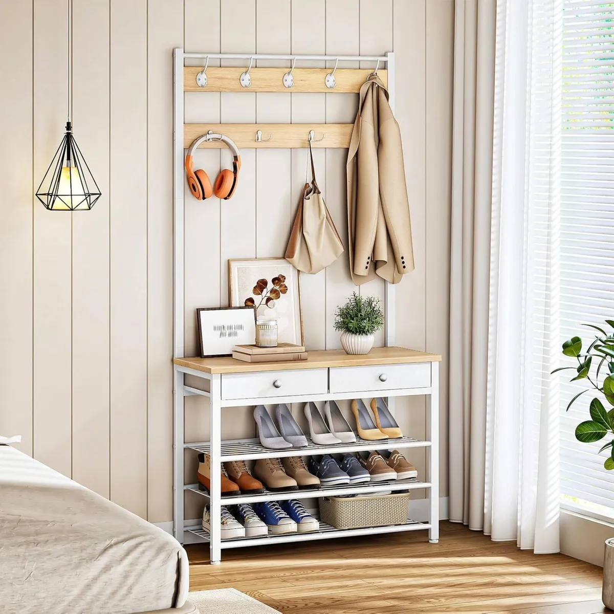 Coat and Shoe Rack with Storage Hall Tree 2 - Image 2