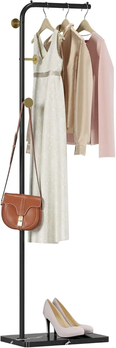 Metal Coat Rack with 4 Hooks and Stable Base - Image 1