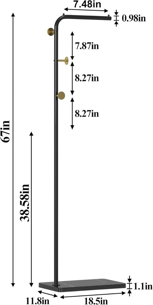 Metal Coat Rack with 4 Hooks and Stable Base - Image 3