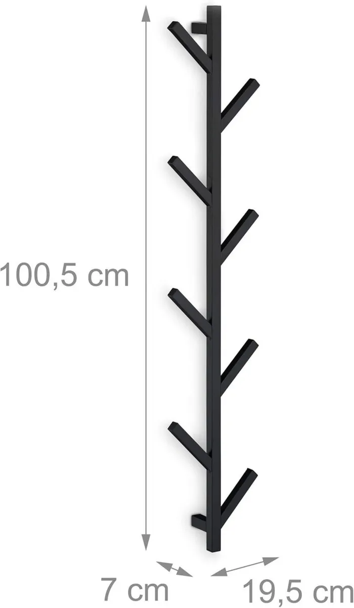 Coat Rack Metal 12 Hooks HxWxD: 100.5 x 19.5 7 cm - Image 3
