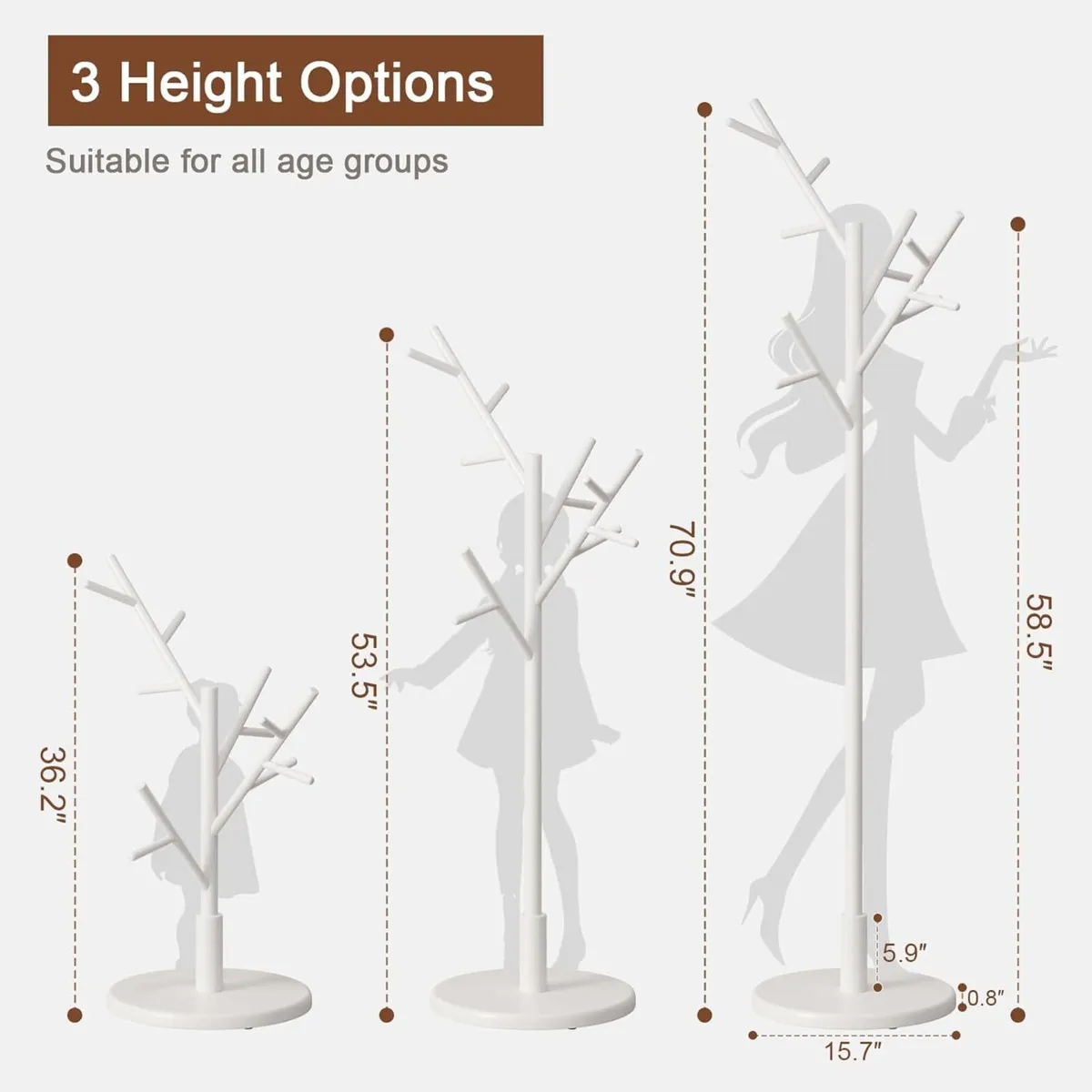 Coat Stand Wooden Rack Freestanding with 12 Hooks - Image 2