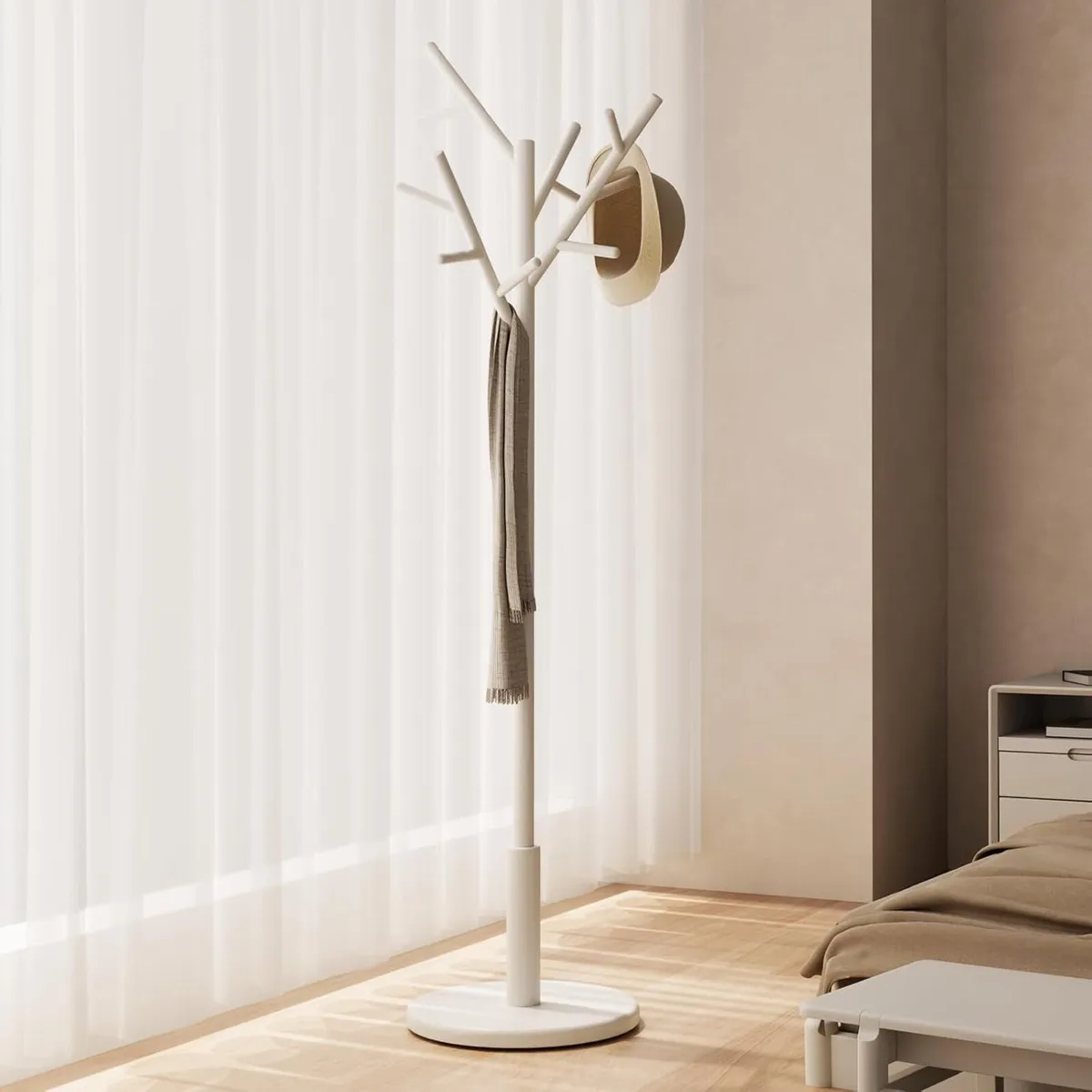 Coat Stand Wooden Rack Freestanding with 12 Hooks - Image 1