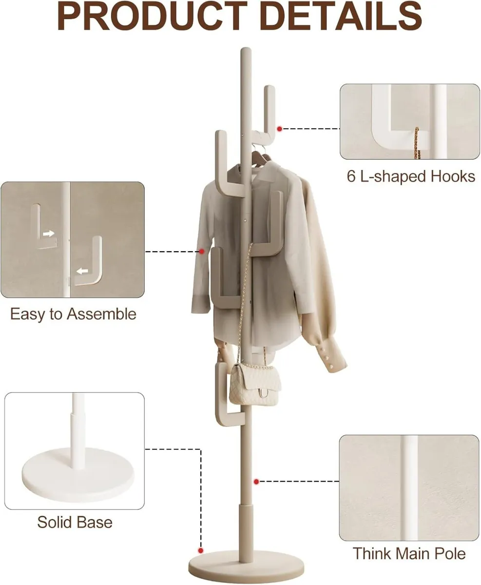 Coat Stand Woodem Rack - Cactus Design with 6 - Image 3