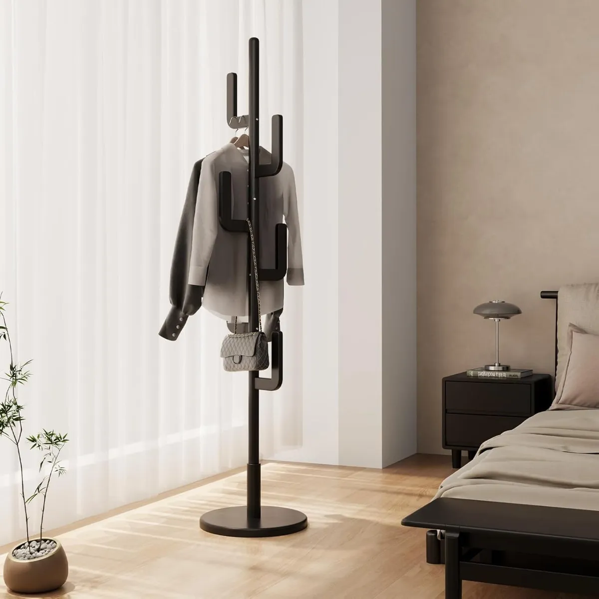 Coat Stand Woodem Rack - Cactus Design with 6 - Image 1
