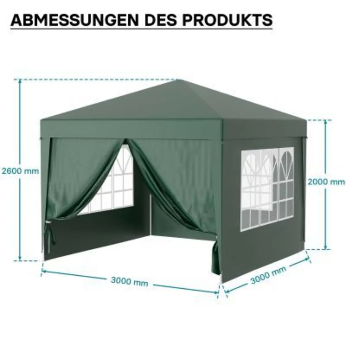 Waterproof 3x3m Gazebo with 4 Side Walls - Image 3