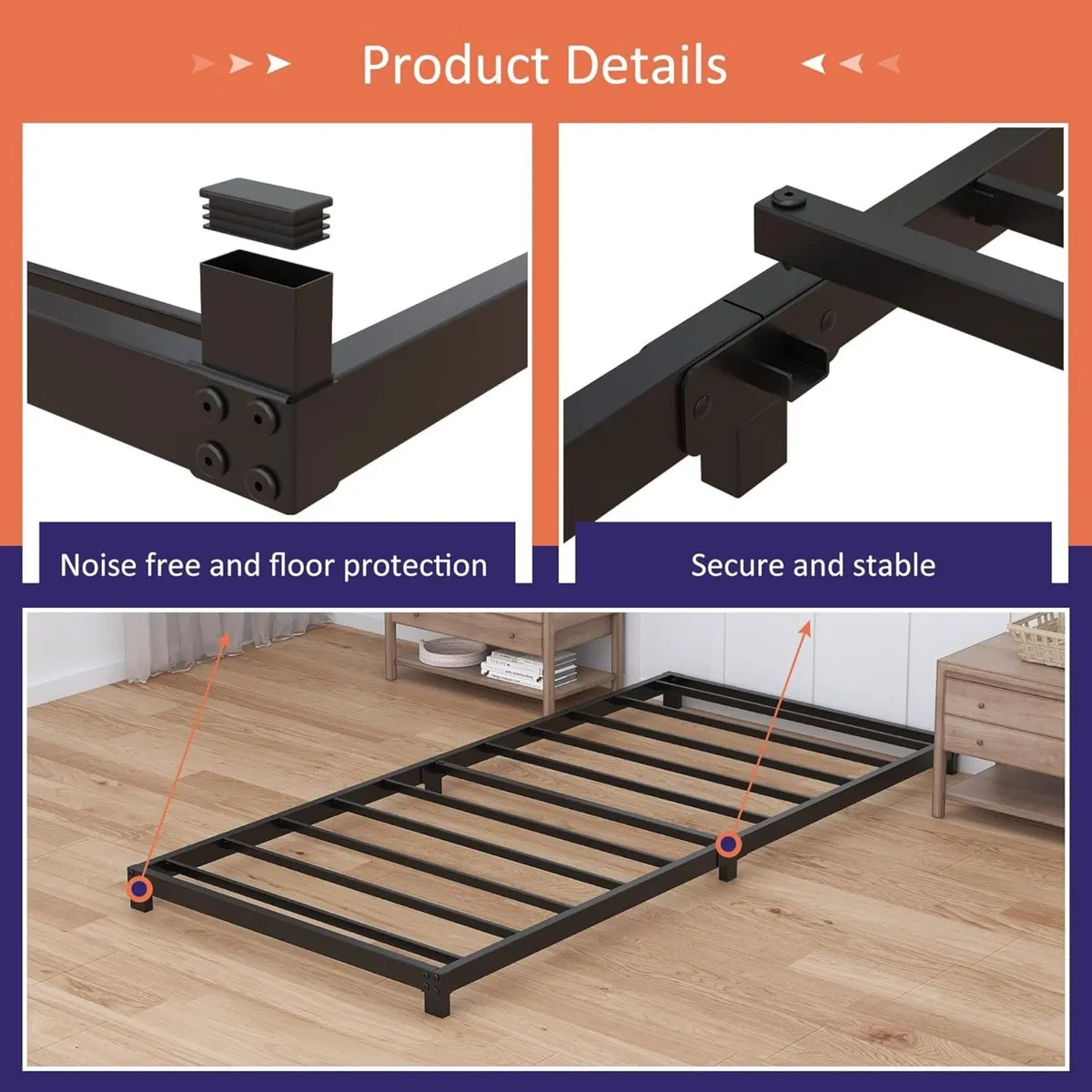 3 Inch Twin Bed Frames Low Profile Single - Image 4