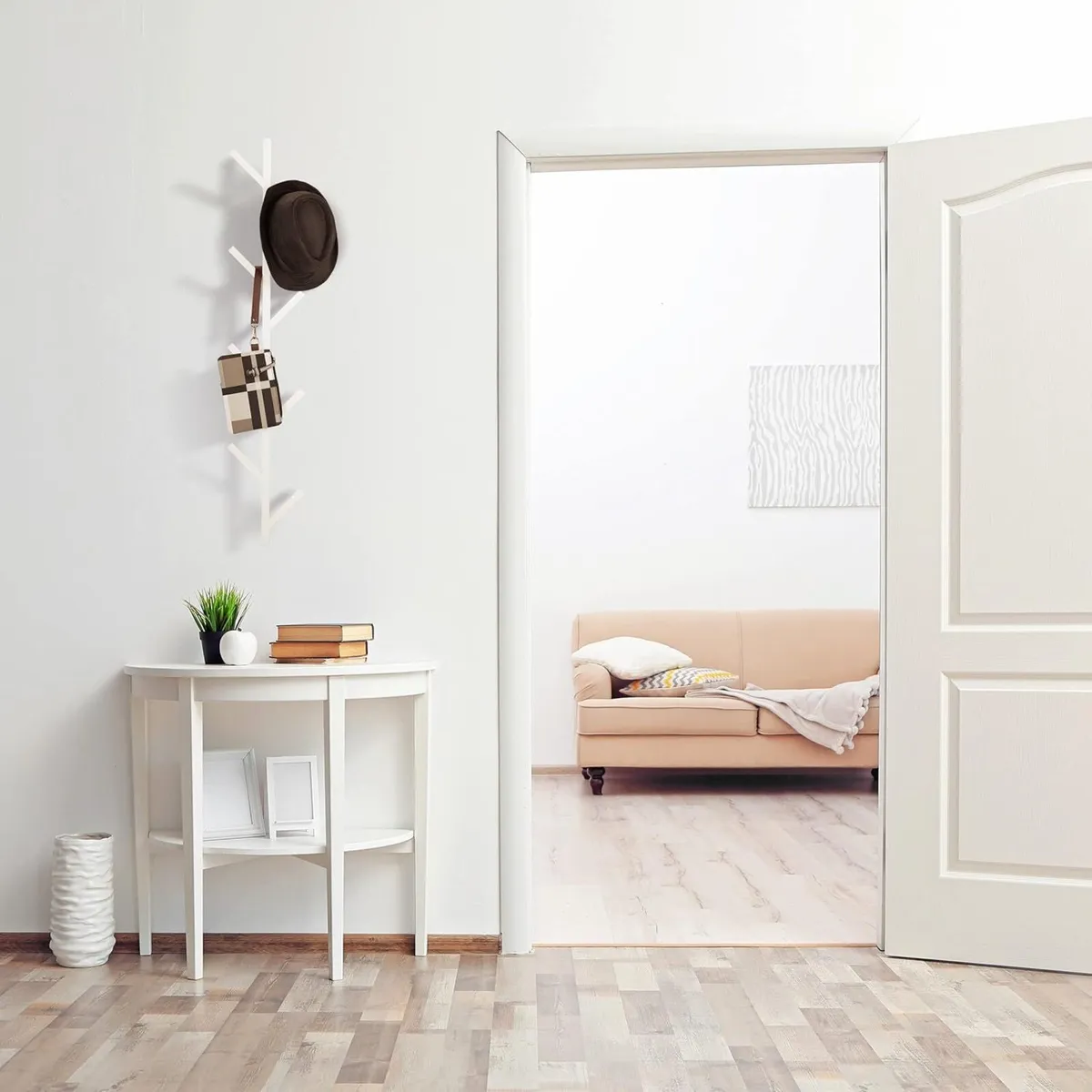 Tree-Shaped Coat Rack 8 Hooks Wall-Mounted Modern - Image 2