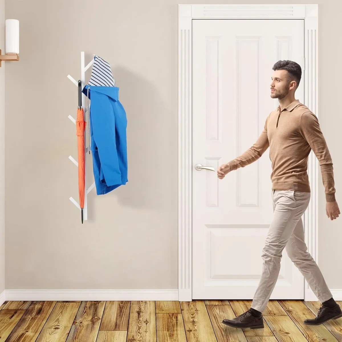 Tree-Shaped Coat Rack 8 Hooks Wall-Mounted Modern - Image 4