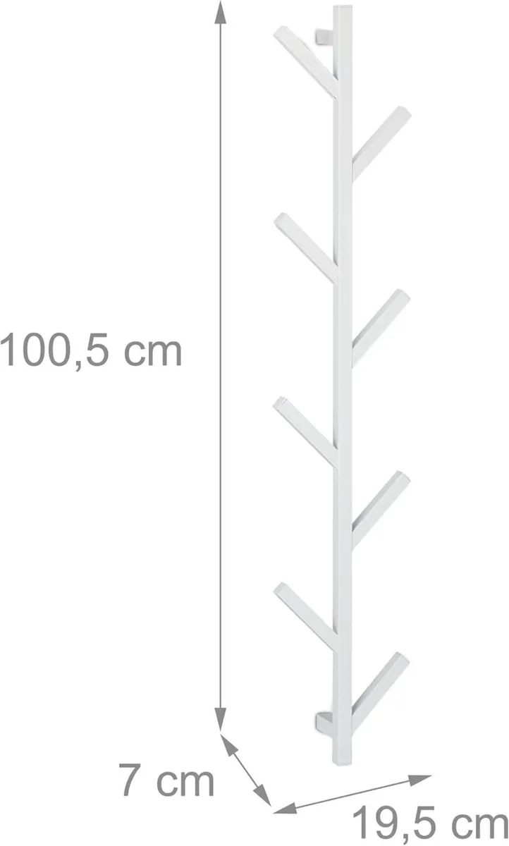 Tree-Shaped Coat Rack 8 Hooks Wall-Mounted Modern - Image 3