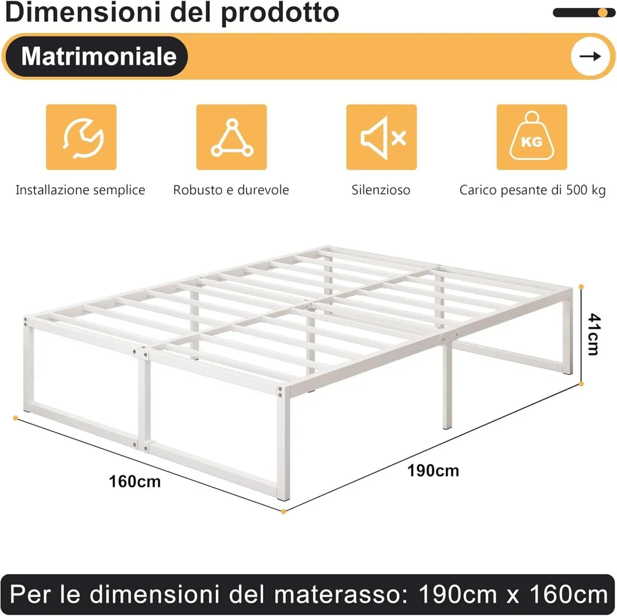 Doubl Bed Frame 160x190 cm Metal Platform with - Image 2