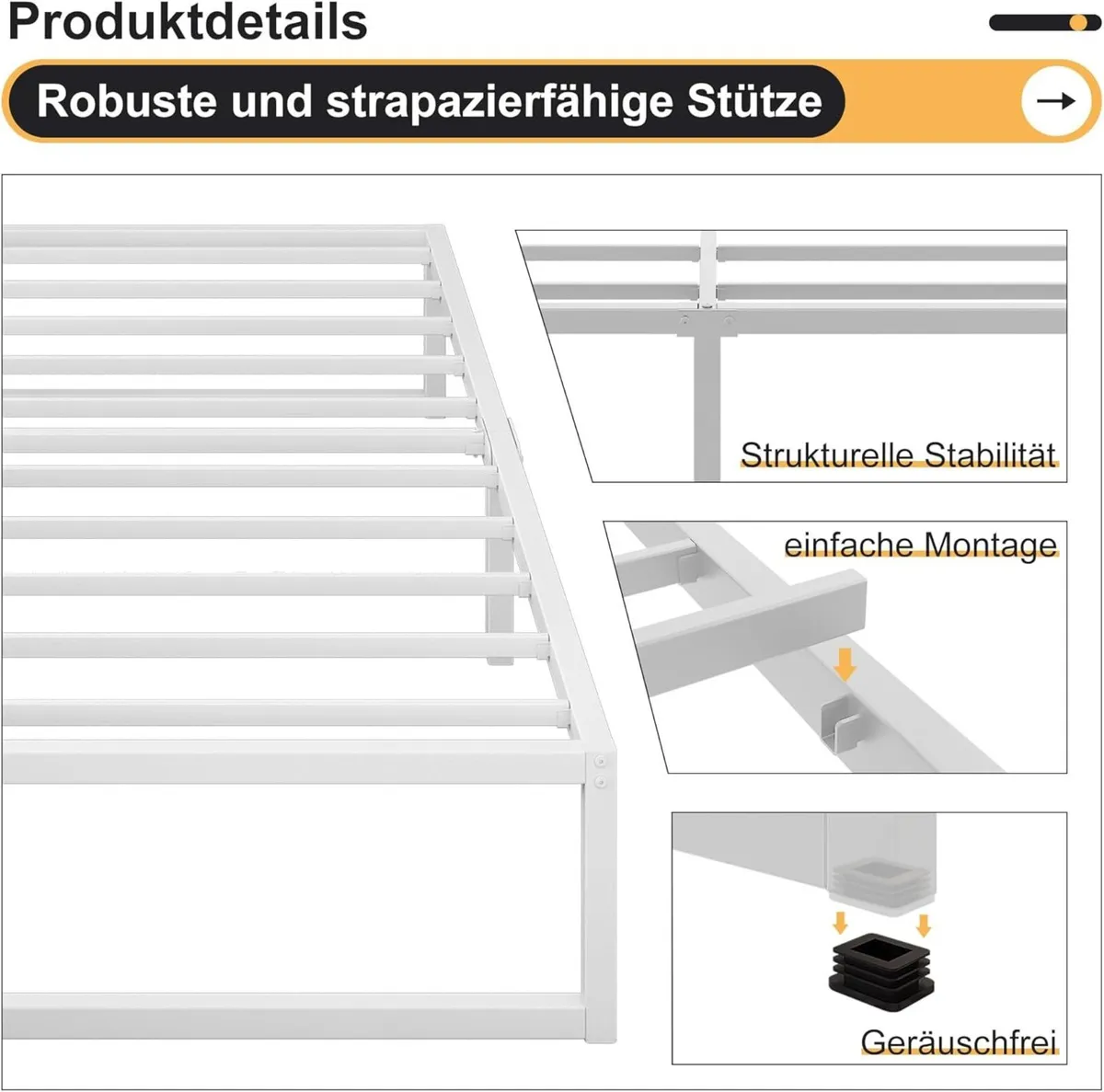Double Bed Frame 160x200 cm Metal Platform Super - Image 4