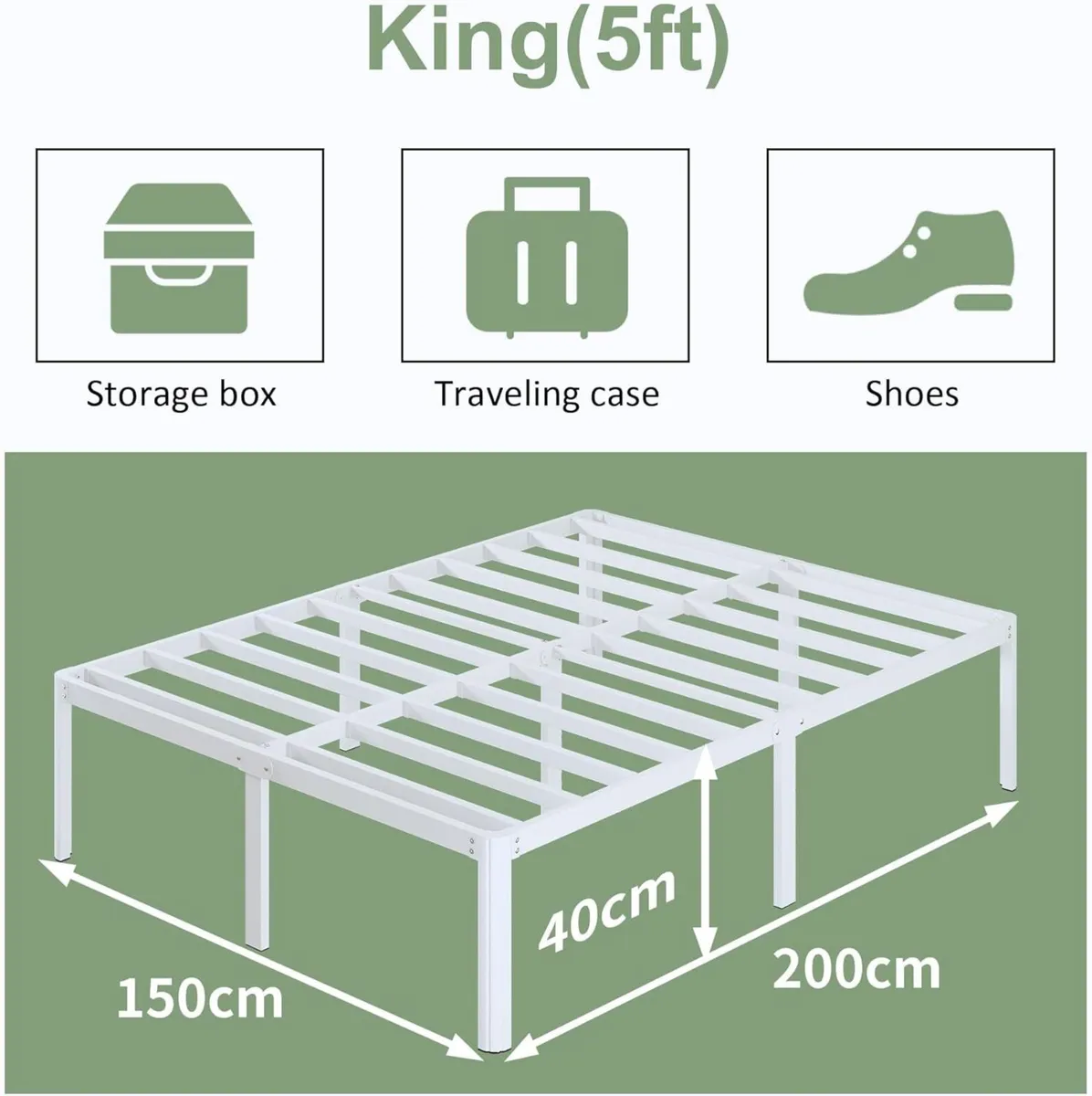 41 cm King Size Bed Frame with Rounded Corner - Image 2
