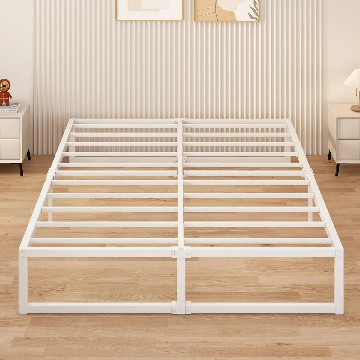 Double Bed Frame 160x190 cm Metal with Steel Slat - Image 1