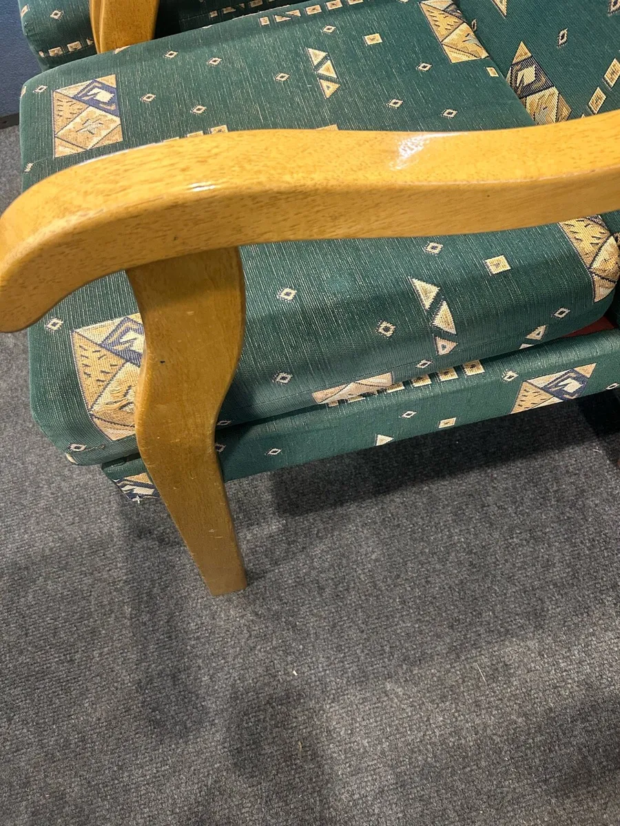 Pair orthopaedic armchairs and two seater settee - Image 4