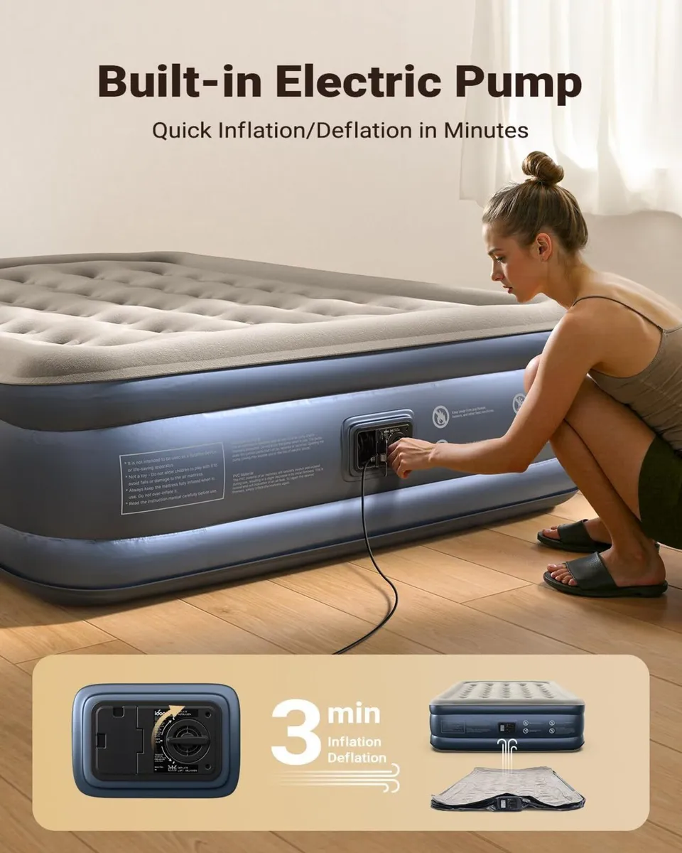 Inflatable Air Mattress King Size Bed with - Image 2