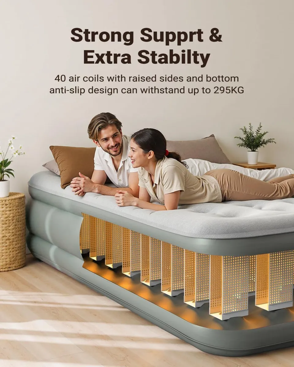 Inflatable Air Mattress King Size Airbed with - Image 4
