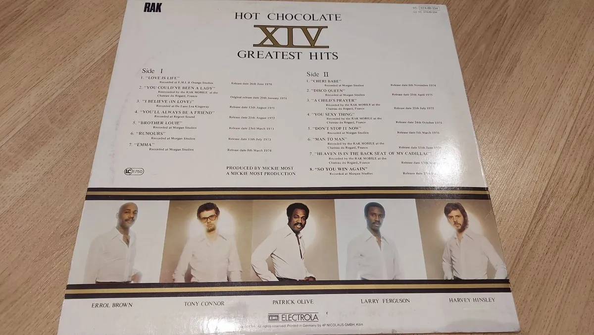 HOT CHOCOLATE - XIV GREATEST HITS - VINYL RECORD - Image 2