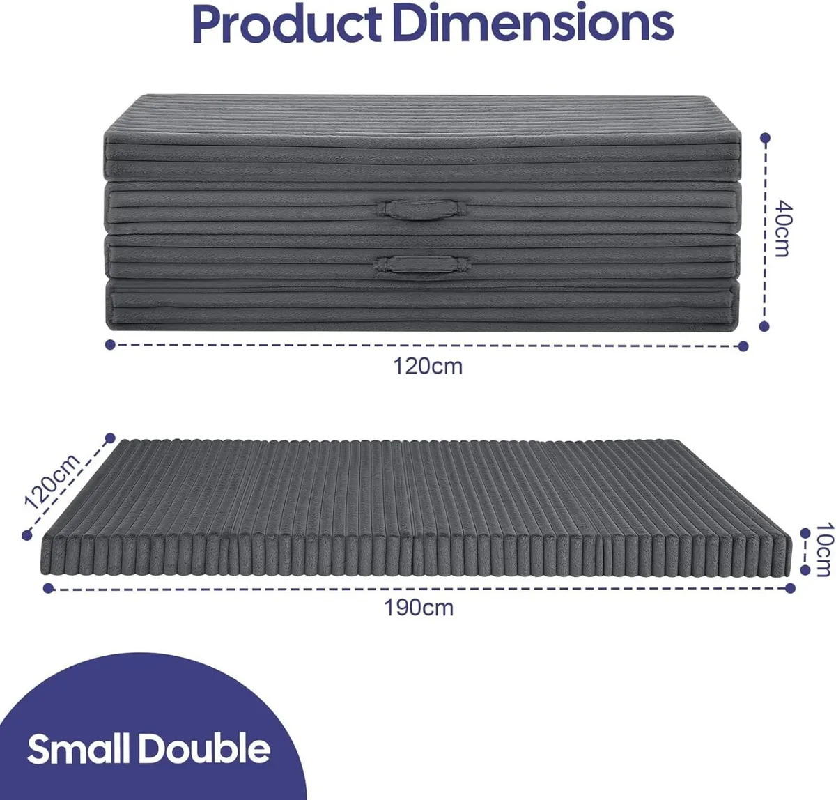 Folding Floor Mattress Small Double 190x120cm - Image 2