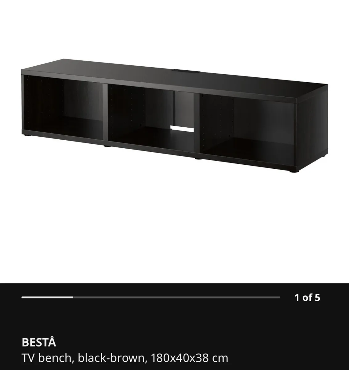 BESTÅ TV bench, black-brown - Image 1
