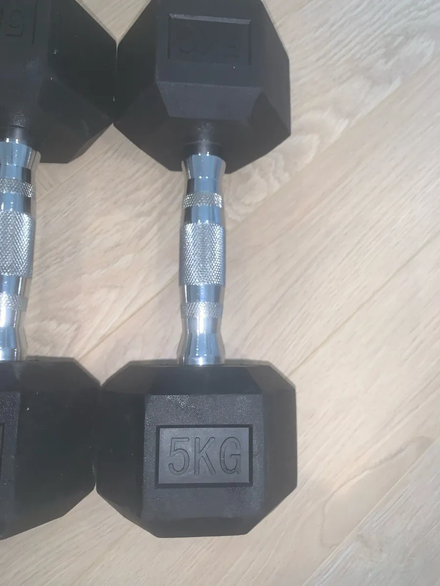 Dumbbells Rubber Hex 5kg - Image 2