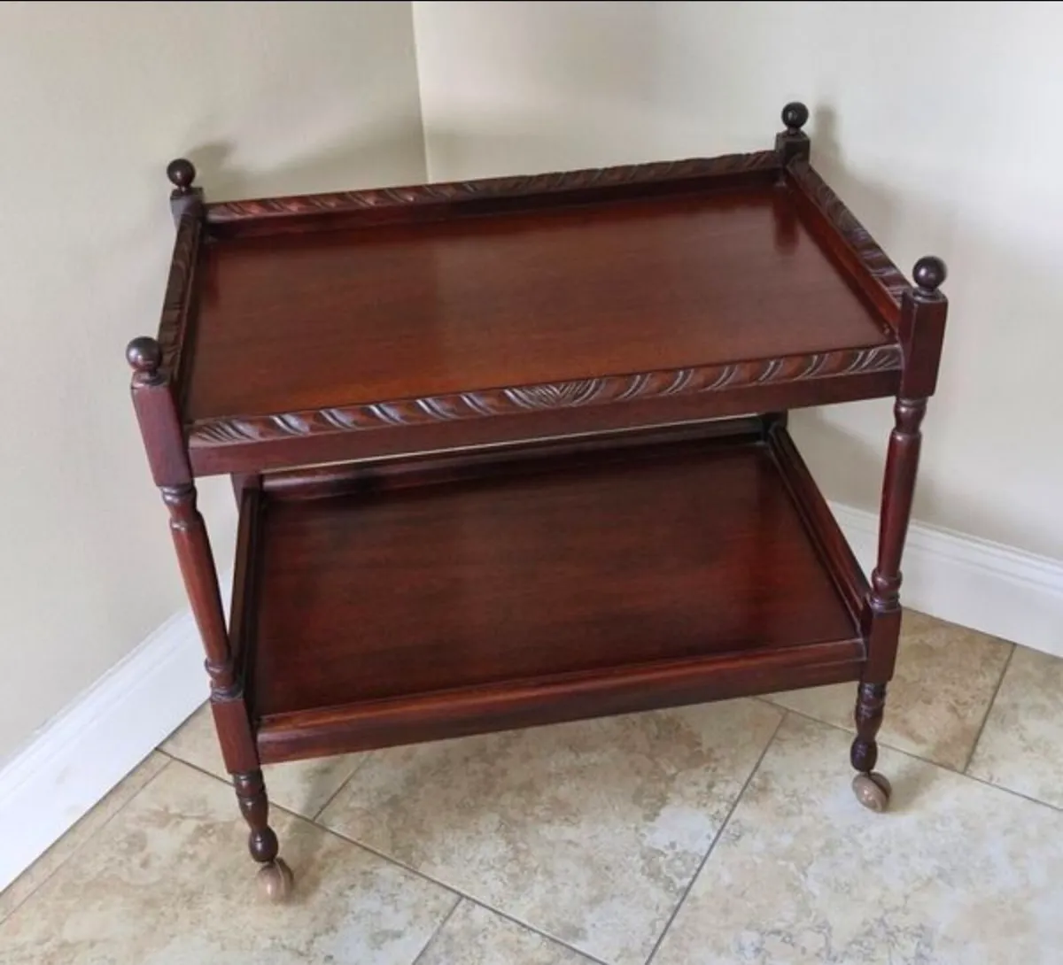 Mahogany serving trolley - Image 1