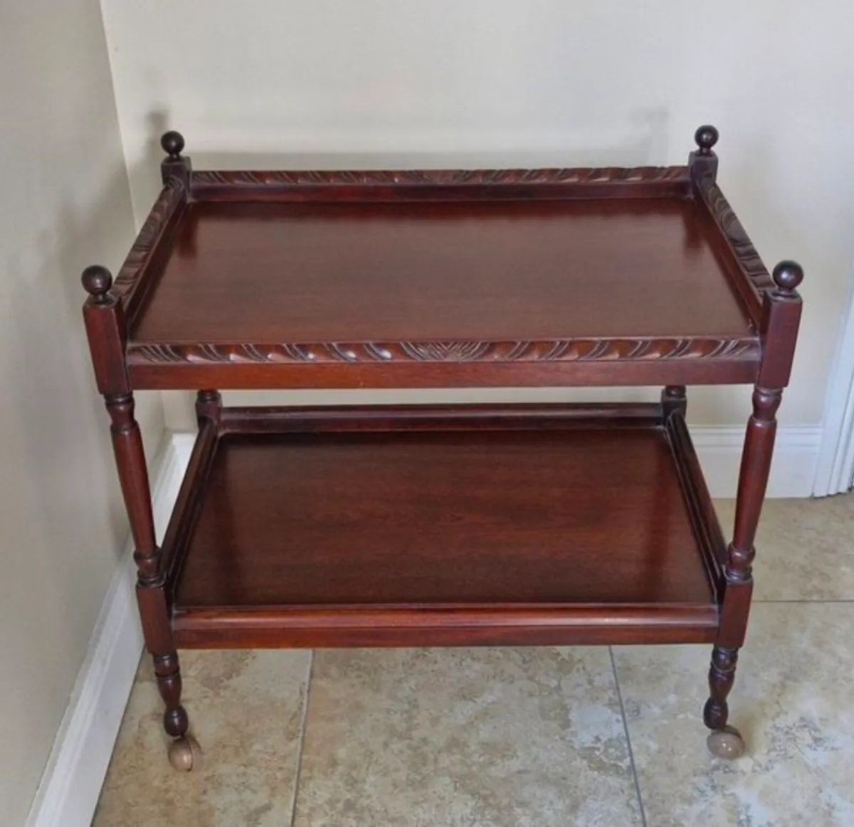 Mahogany serving trolley - Image 3