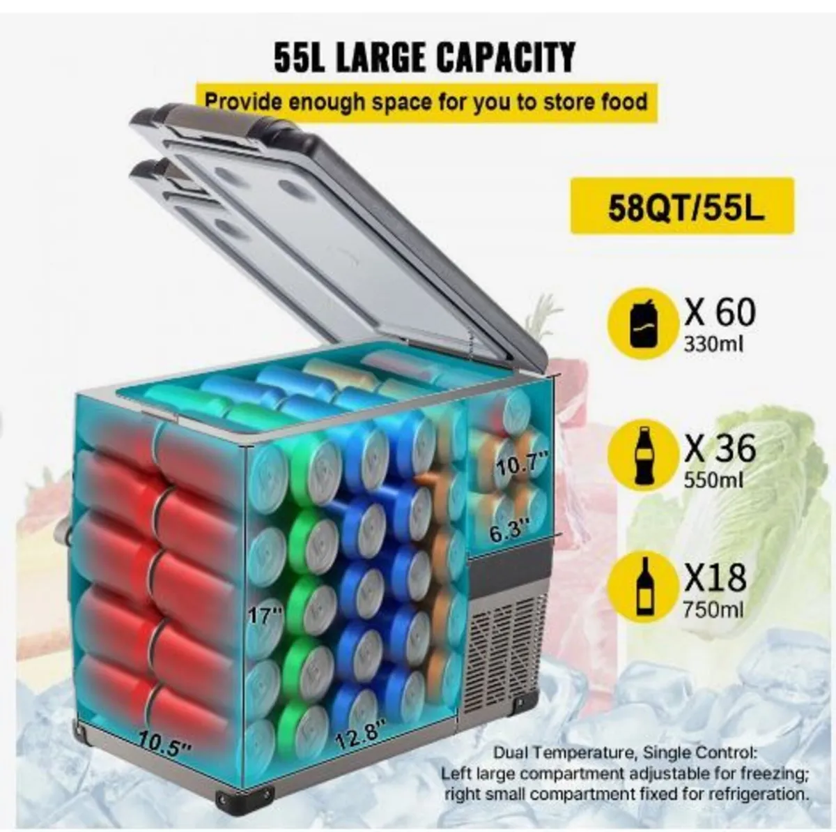 Car Refrigerator 55L Compressor Portable Small - Image 2