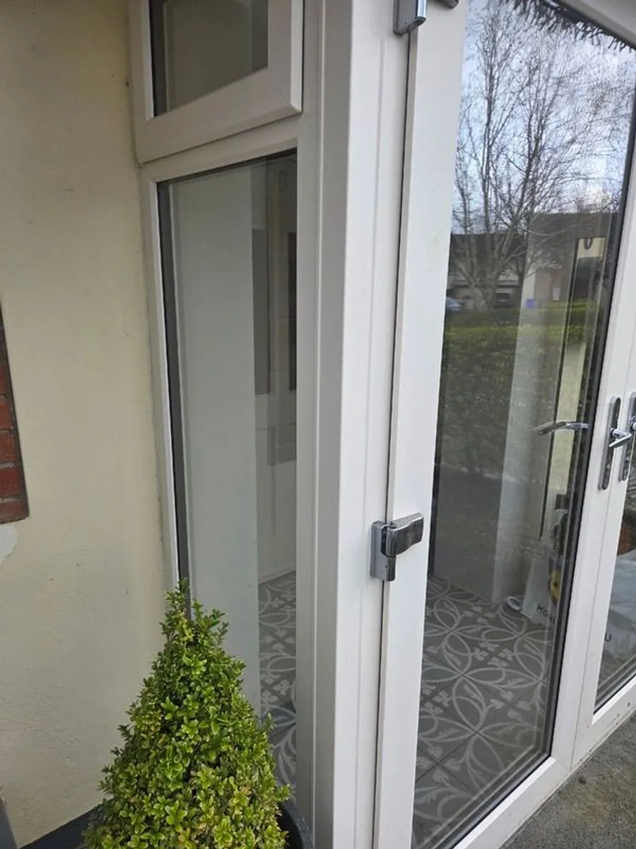 French Doors and side panels cream UVPVC - Chrome Hardware - Image 4