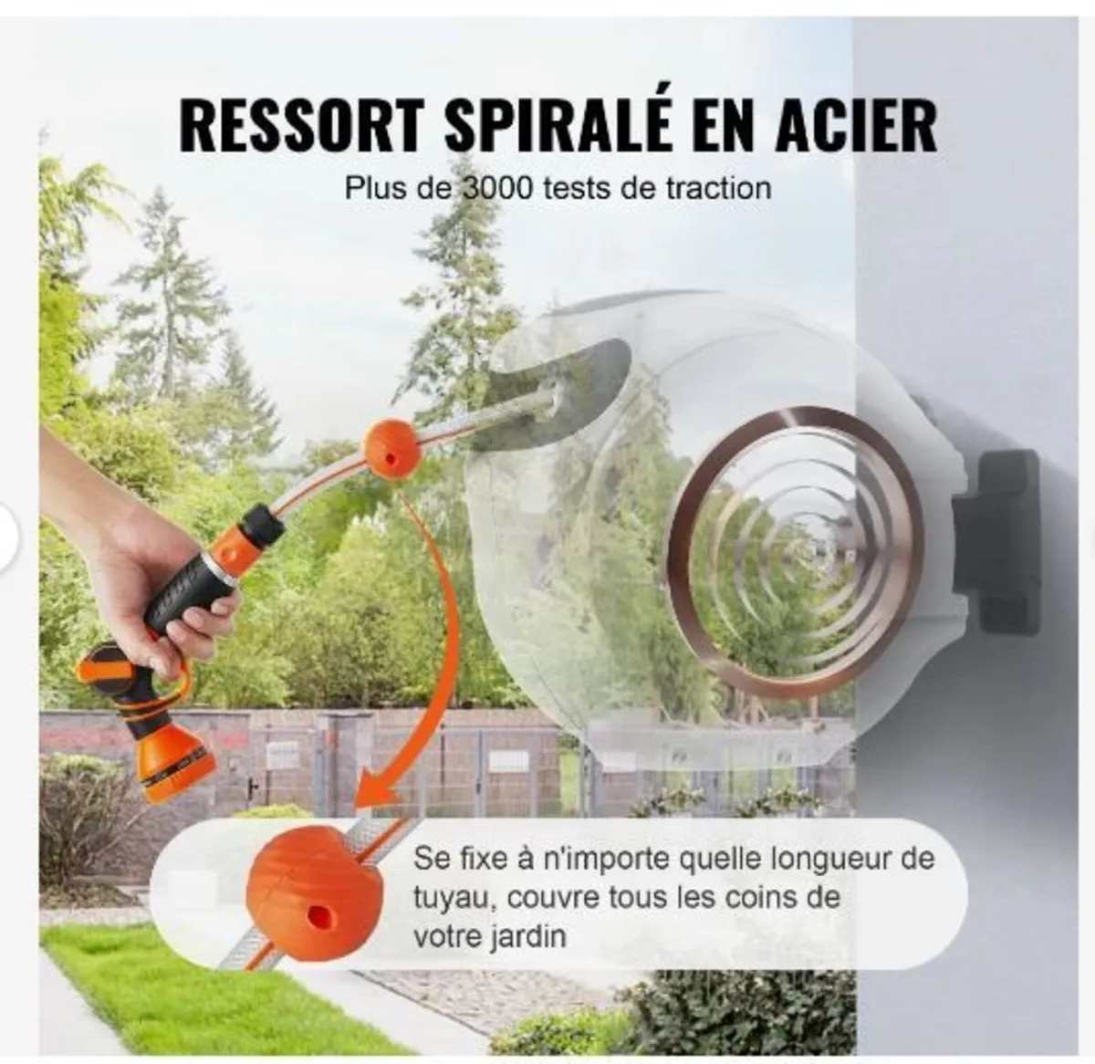 Retractable Hose Reel Water Hose Reel 25m x 1.3cm - Image 2