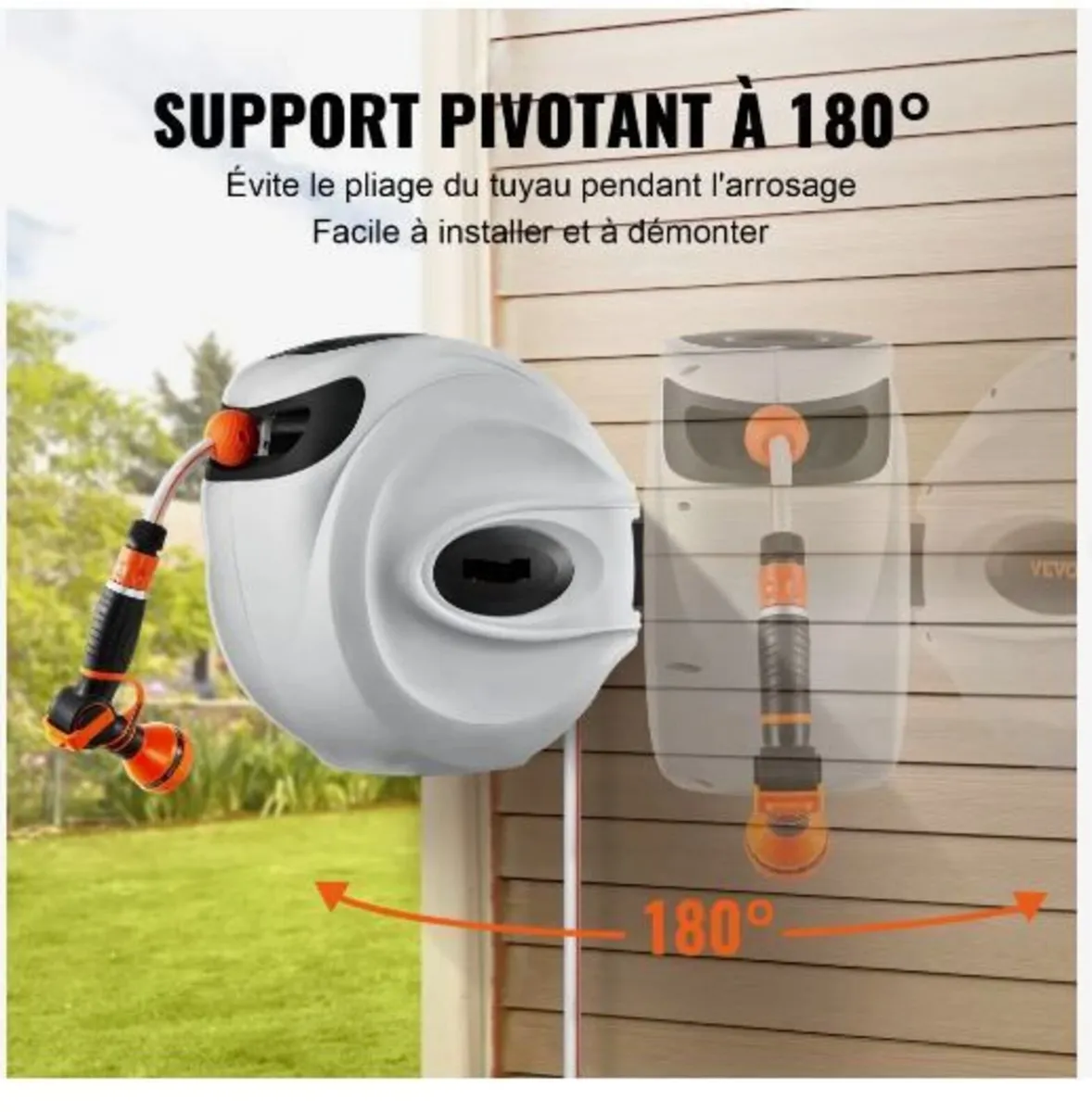 Retractable Hose Reel Water Hose Reel 25m x 1.3cm - Image 4