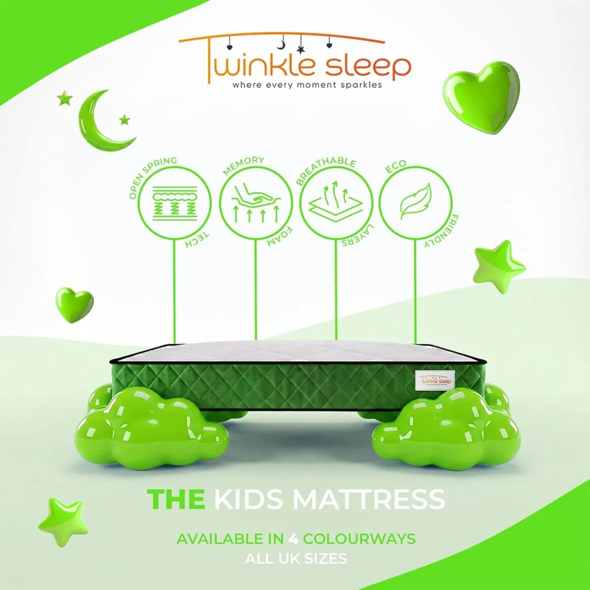 Kids' Memory Foam Mattress - 2ft6 Single Green - Image 3