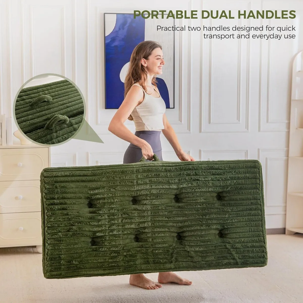 Folding Mattress Single 15cm Upholstered Foldable - Image 3